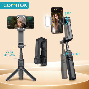 Gimbal Stabilizer Fill Light Selfie Stick Foldable Wireless Tripod with Bluetooth Shutter Monopod for IOS Android Live Streaming