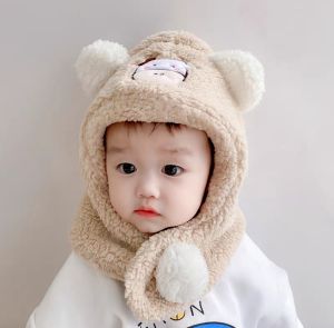 Mũ Trùm Đầu Có Tai Thỏ Nhồi Bông Dễ Thương Cho Trẻ Em Mùa Đông Ấm Áp Mềm Mại Thoải Mái Mũ Trùm Đầu Tròn Không Có Viền Cho Bé Trai