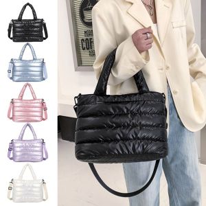 OKKFINE Travel Crossbody Handbag Down Padding Lightweight Down Cotton Padded Puffer Tote Bag Shoulder Bag Quilted Puffy Handbag