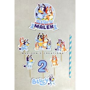 Blue Dog Cake Topper (High-quality Personalize Ready-to-use)