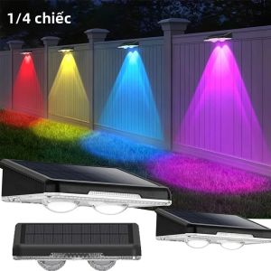 1-4 Đèn Hàng Rào Năng Lượng Mặt Trời LED Đổi Màu Chống Nước Chiếu Sáng Ngoài Trời Cho Sàn Ban Công Chạy Bằng Năng Lượng Mặt Trời Bài Top Đèn Sân Vườn
