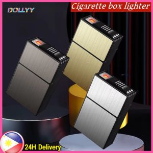 [🇵🇭 24h Delivery] 20pcs Pack Cigarette Box Case Usb Charging Lighter Portable Metal All-In-One Pressure Resistant Soft Tungsten Wire Can Hold 20 Bag Moisture-Proof