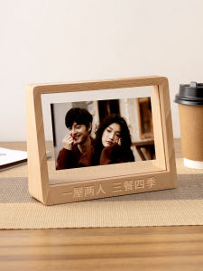 Dual Sided Transparent Engraved DIY Desktop Photo Frame