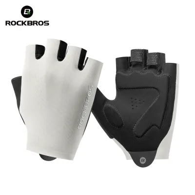 ROCKBROS Găng Tay Đi Xe Đạp Mùa Hè Nam Nữ Nửa Ngón Tay Đàn Hồi Cao Thoáng Khí Hấp Thụ Sốc Lòng Bàn Tay Miếng Lót Nhẹ Đan Nylon