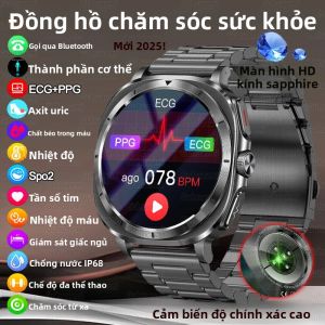 Đồng Hồ Thông Minh Sức Khỏe 2025 Tích Hợp NFC+ECG+PPG Theo Dõi Nhịp Tim Mỡ Máu Axit Uric Màn Hình HD Gọi Bluetooth Cho Android Và iOS