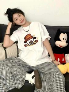 Kaos Wanita Lengan Pendek 2025 - Sablon Anjing & Kentang Goreng Lucu Bahan Katun Premium Adem [Oversize Nyaman + Desain Eksklusif] Baju Kasual Ukuran Besar Kerah Bulat Slim Fit Sweet & Bold GayaKoreaManis Fashion Streetwear Baju Kasual  Gratis Ongkir