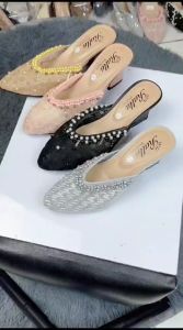 Rattu Boutique - Sandal pesta hak tahu 5cm delusi salem / sandal pengantin / wedding shoes / sandal brukat