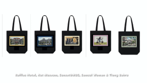 Uniquely Singapore Canvas Tote Bag - Sunset at Marina Bay Sands  by local artist Joanna Wong