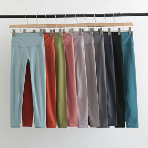 High-Waist Fitness Yoga Pants Womens Skin-Like Running Tight Outerwear Quick-Dry Nine-Piece Gym Sport Pants AMOMT