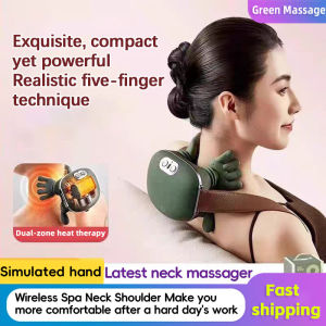 Dual-zone heat therapy 4D Deep Kneading Neck Shoulder Massager Cordless Neck Massager with Heat Wireless Shiatsu Back Massager Pillow