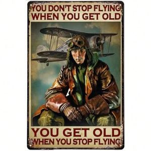 CIFbuy | Retro Tin Sign Flying Quote Plane Metal Wall Decor Art Home Office