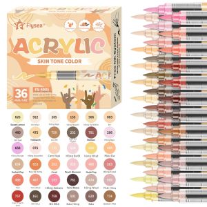 Bộ 36 Màu Bút Vẽ Da Đầu Cọ Mềm Mực Acrylic Khô Nhanh Chống Thấm Nước Dùng Cho Đá Gỗ Vải Thủ Công DIY