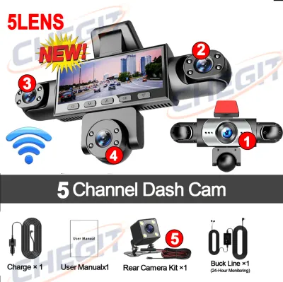 2026 ใหม่ 360 ° กล้องติดรถยนต์ 3/5 ช่องทาง บันทึกวิดีโอ 1080P กล้องบันทึกหน้ารถ ภายในรถ (เลือกได้) กล้องมองหลัง ระบบมองเห็นในเวลากลางคืน กล่องดำ
