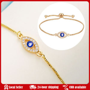 Exquisite Zircon Blue Crystal Evil Eye Bracelet Classic Turkish Lucky Eyes Gold Color Chain Bracelets For Women Men Jewelry Gift Fashion Turkey Gold Evil Eye Bracelet Plai CZ Blue Eye Gold Chain Bracelet Adjustable Womens Jewelry Wholesale