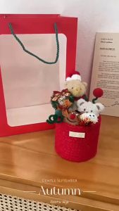 Bó hoa gấu bông nhiều hình cute set quà Noel sinh nhật valentine đẹp ý nghĩa (tặng túi thiệp và đèn)