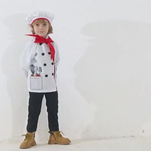 Childrens Chef Uniform Suit Kindergarten Play Festival Craft Class Baking Small Chef Overalls Performance Costume