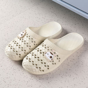 อินเทรนด์ ผู้หญิงสลิปออนฤดูร้อนรองเท้าแตะสำนักงานในร่มห้องน้ำ กันลื่น ระงับกลิ่นกายด้านล่างนุ่มส้นแบนบล็อกสีรองเท้าแตะ