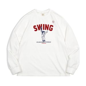 MADEN | American Retro Baseball Print Long Sleeve T-Shirt For Men