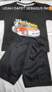 Baju Kaos Distro Setelan Anak Laki-Laki Motif Mobil Balap RedWhite Keren 1-10 Tahun