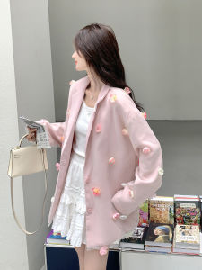 Stunning Pink Girls Beautiful Matchless Suit Jacket Womens New Style Autumn 2025 Commute Style Polyester Fiber Blouse