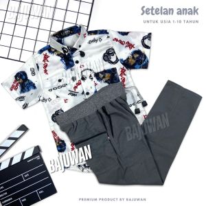 Setelan Kemeja Anak Motif Lengan Pendek Usia 1-10 Tahun