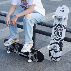 สเก็ตบอร์ด BOILING BOILING บอร์ดมืออาชีพสำหรับผู้ใหญ่และผู้หญิงสเก็ตบอร์ดสองด้านสำหรับเด็กผู้เริ่มเรียน