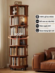 FWTDF | Moveable Rotating Bookshelf Living Room Organizer