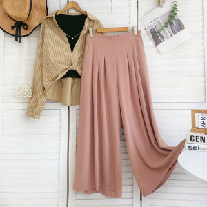 Vintage Tailored Wide Leg Pants Skirt Design Sensation Draping Casual Pants High Waist Straight Cut Spring Summer Womens Fashion