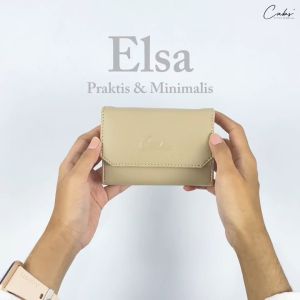 Dompet Wanita ELSA Kulit Warna Solid dengan Gaya Korea - Warna Coklat
