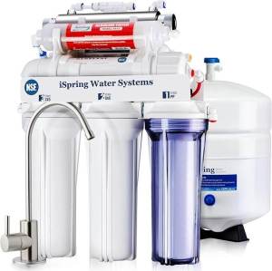 iSpring RCC7AK-UV NSF Certified 7-Stage Under Sink Reverse Osmosis Water Filtration System with Alkaline Remineralization and UV Filter Patented Top-Mounted Faucet Drinking Water Filter