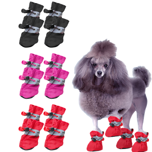 Reflective Dog Shoes for Small Medium Dogs - Non-Slip Waterproof Paw Protectors with Oxford Fabric & Comfort Sole