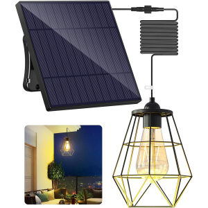 Intelamp Solar Shed Light 4000mAh Solar Pendant Light With 16.4FT Cable Hanging Light For Garden Yard Gazebo Barn Chicken Coop