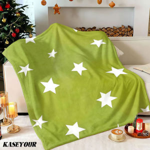 Beast Kingdom | Lime Green Starry Print Winter Summer Flannel Blanket Throw Fleece Soft Fuzzy Plush Cozy Fleece Blankets for Sofa Ideal Gifts