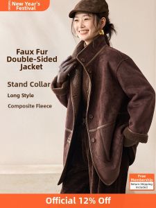 MOHANYIMEI | Winter Atmosphere Fur-Like Design Double Sided Wearable Lapel Coat
