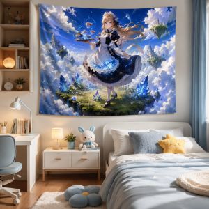 Vikama Fantasy Anime Tapestry Magic Aesthetic Vikama Fantasy Sky Anime Tapestry Soft Wall Hanging Featuring A Blonde Lolita