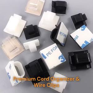 3M Adhesive Cable Clips: UL 94V-2 Nylon PA66 Fire-Resistant Cord Organizer for Desk PC Car Home Wire Management