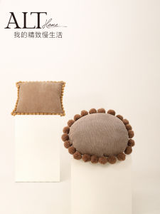 Ghế Sofa Nhung Cao Cấp Màu Nâu Trang Trí Phòng Khách Gối Nhung Trang Trí Bóng Lông Cừu Gối Lưng Trang Trí Sang Trọng