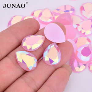 Hồng AB Giọt Nước Kim Cương Giả Táo 10*14mm 13*18mm Lưng Phẳng Acrylic Strass Pha Lê Không Hotfix Cho Đầm Thủ Công
