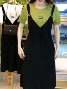 Slimming Effect Summer New Korean Style High Fashion Casual Large Size Maternity Dress Womens A-Line Midi Dress Polyester