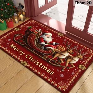 Thảm Chùi Chân Chào Mừng Ông Già Noel VIKAMA Với Thiết Kế Hình Xe Trượt Tuyết Và Tuần Lộc Chống Trơn Trượt Dùng Được Trong Nhà Và Ngoài Trời Trang Trí Nhà Cửa Dịp Lễ Hội.