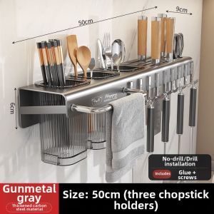 Multipurpose Drill-Free Kitchen Knife Storage Rack