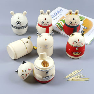 Creative Cute Pet High Aesthetic Toothpick Box Automatic Press Toothpick Box Internet Famous Toothpick Tube New Cartoon Toothpick Jar
