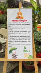 Tranh Lời Dạy Của Phật chất liệu in gỗ tráng gương bọc viền cao cấp