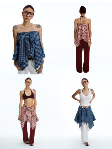 Aolol Versatile Plaid Mini Skirt Tube Top Fake Two-Piece Accessory Multi-Use Clothing Standard Fit Short A-Line Skirt