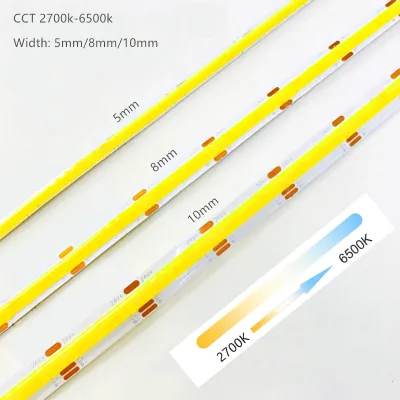 twinkle star | 12V 24V DC CCT COB LED Strip Light 2700K to 6500K Color-Changing LED Tape Linear Double Color RA90 Dimmable Ribbon 5mm 8mm Width