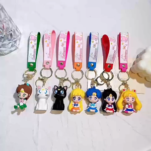 3D aNIME sailor Moon Figure keychain Backpack car keychain pendant kids birthday Souvenirs