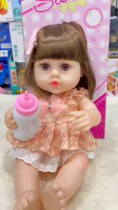 ตุ๊กตาเด็กผู้หญิงเหมือนจริง ตุ๊กตาเด็กผู้หญิงตัวนุ่มนิ่ม ตุ๊กตาบาร์บี้น่ารัก ตาสวย กินนมได้ฉี่ได้ ฟรีกล่องสินค้าพร้อม