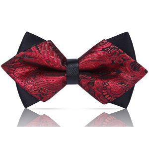 Korean Style Wedding Tie Mens Red Butterfly Knot Necktie British Style Formalwear for Groom And Best Man by Hunt Fashion