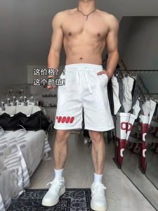 American Retro Quick Dry Sports Shorts Men Summer Trendy Design Loose Straight Leg Casual Five-Quarter Pants Polyester Fiber