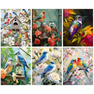 Acrylic Paint By Numbers Bird Theme Painting By Numbers on Canvas Coloring By Number for Adults Paint Digital Art